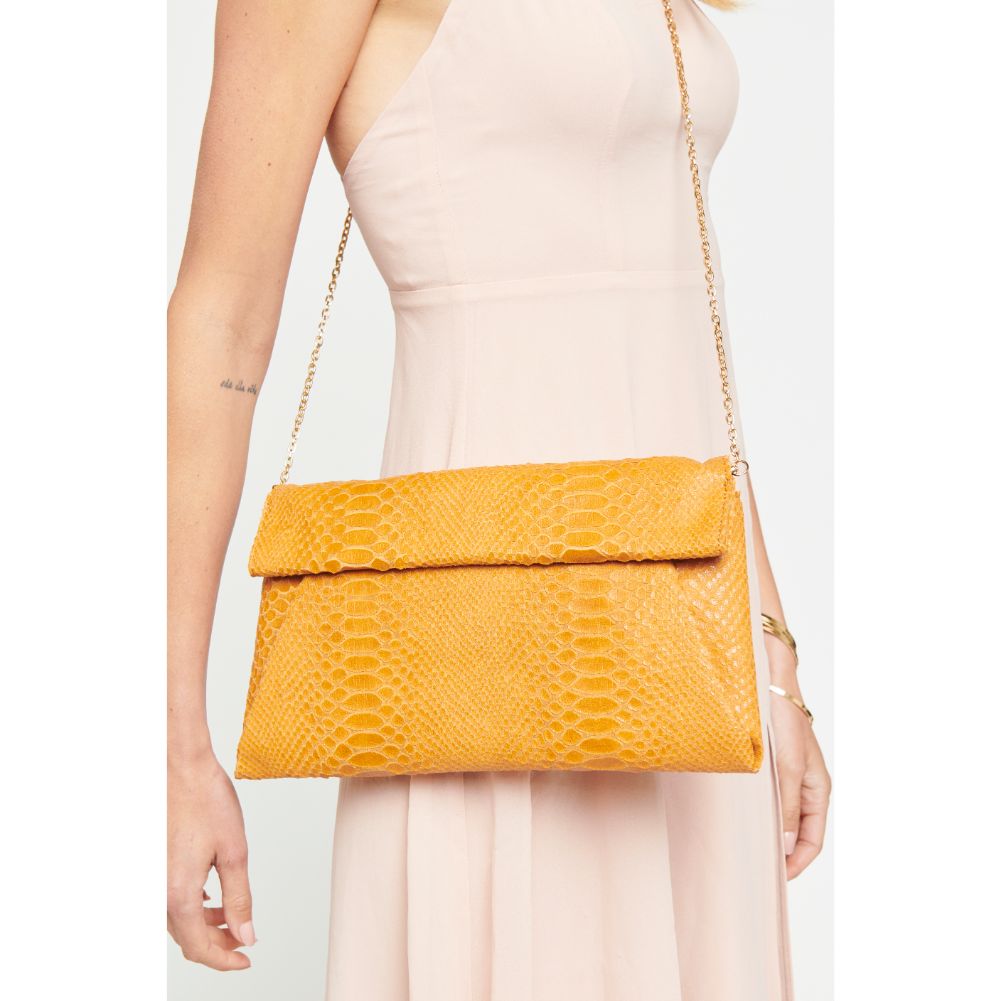 Woman wearing Caramel Urban Expressions Emilia Clutch 840611171306 View 1 | Caramel