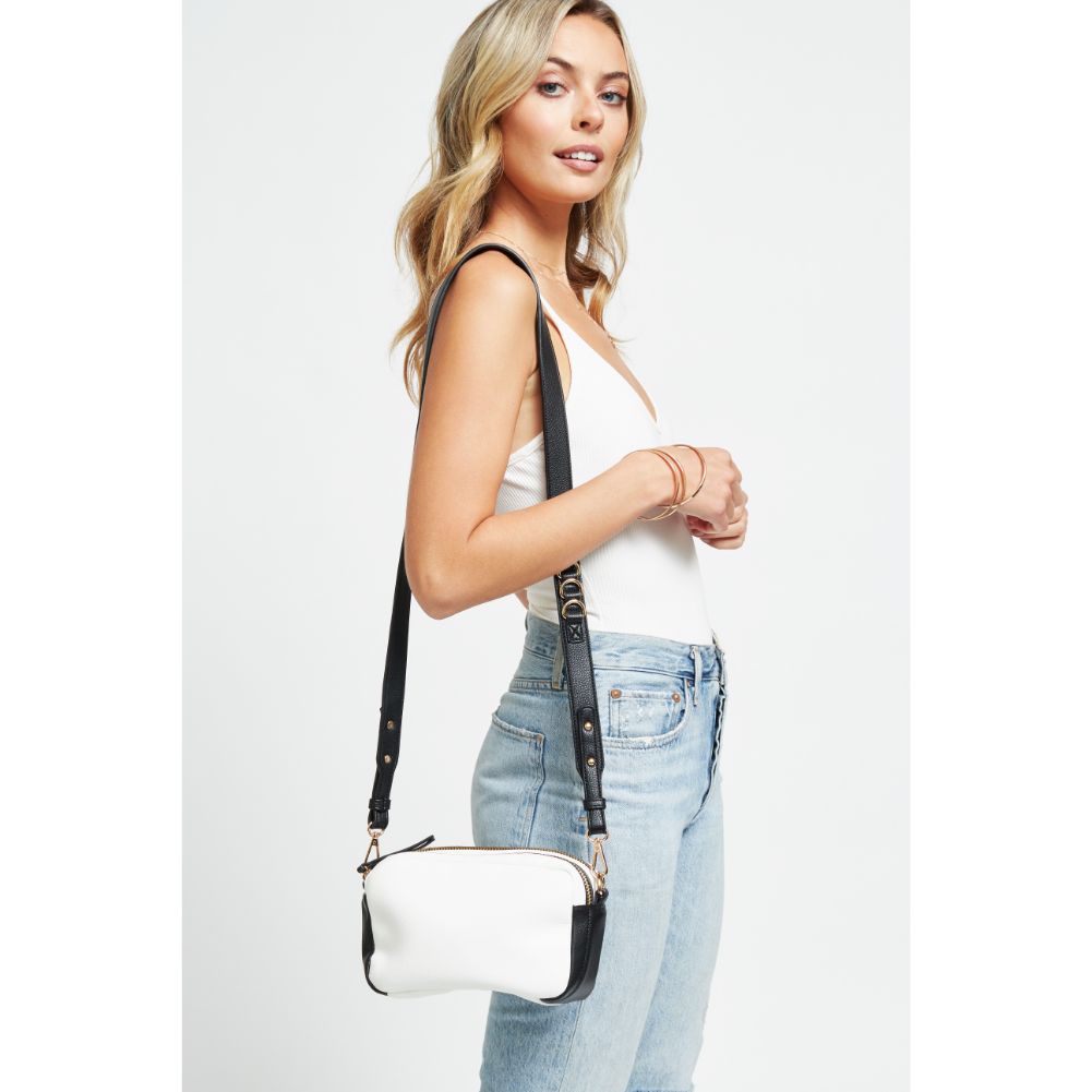 Woman wearing White Urban Expressions Audrey Crossbody 840611179111 View 4 | White