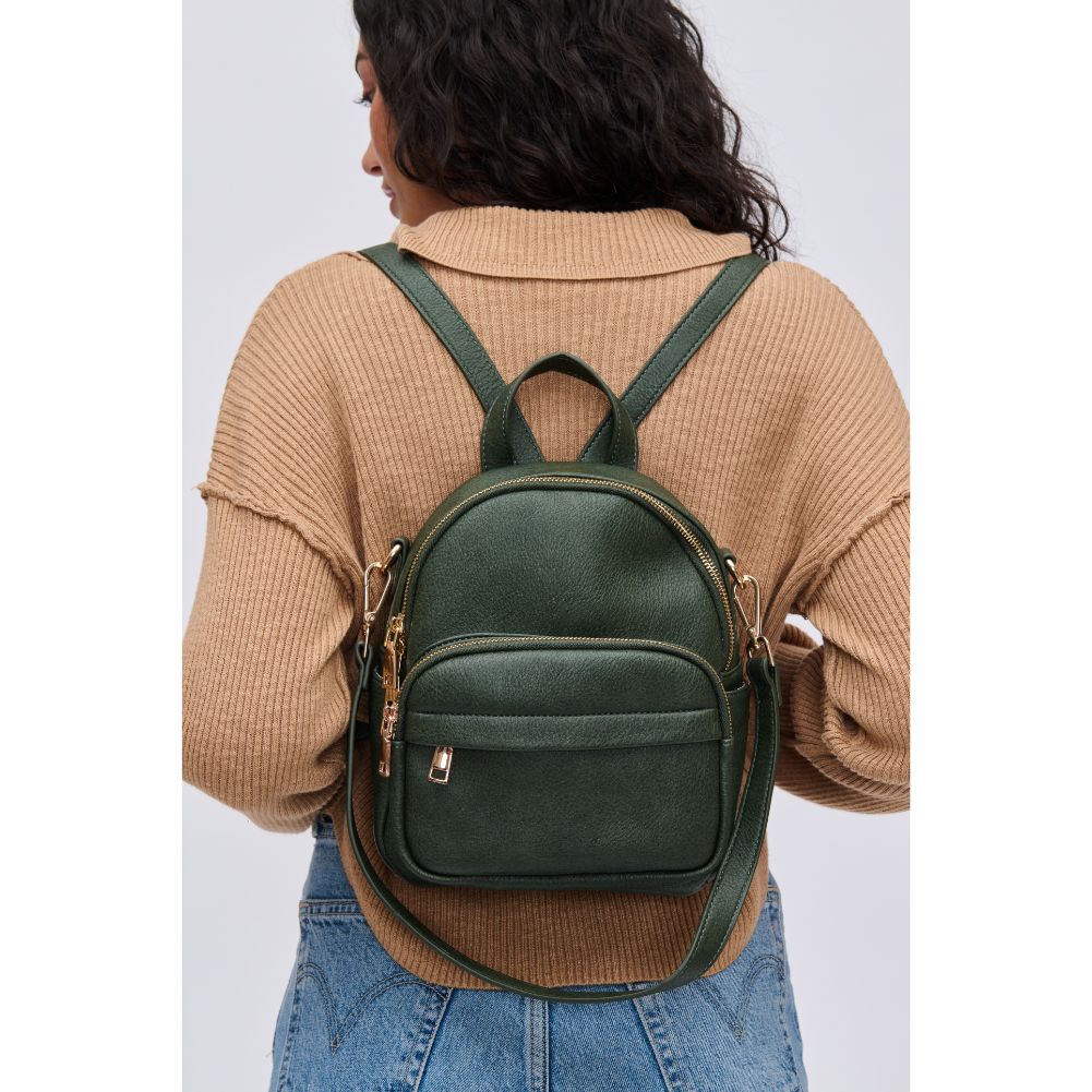 Woman wearing Hunter Green Urban Expressions Uri Backpack 840611113597 View 1 | Hunter Green