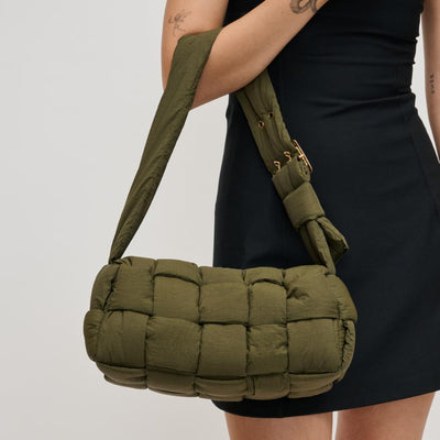 Woman wearing Olive Urban Expressions Brett Shoulder Bag 840611193476 View 1 | Olive