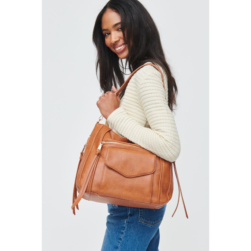 Woman wearing Tan Urban Expressions Brooke Hobo 840611107978 View 2 | Tan