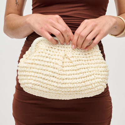 Woman wearing Ivory Urban Expressions Sage Clutch 840611192189 View 1 | Ivory