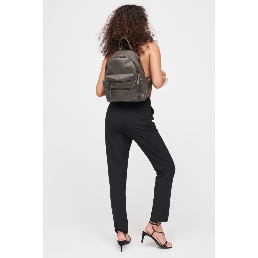 Woman wearing Gunmetal Urban Expressions Reva Backpack 840611185259 View 4 | Gunmetal