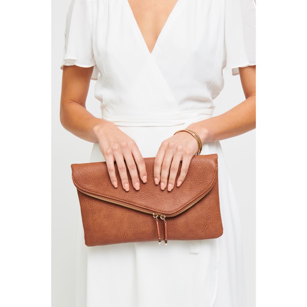 Woman wearing Tan Urban Expressions Stella Clutch 700355470298 View 3 | Tan