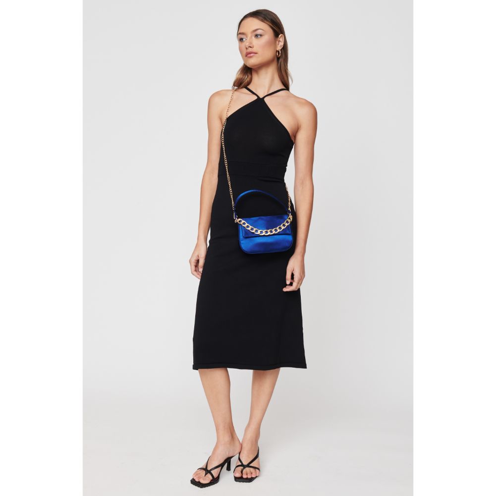 Woman wearing Navy Urban Expressions Aaliyah Evening Bag 840611101075 View 3 | Navy