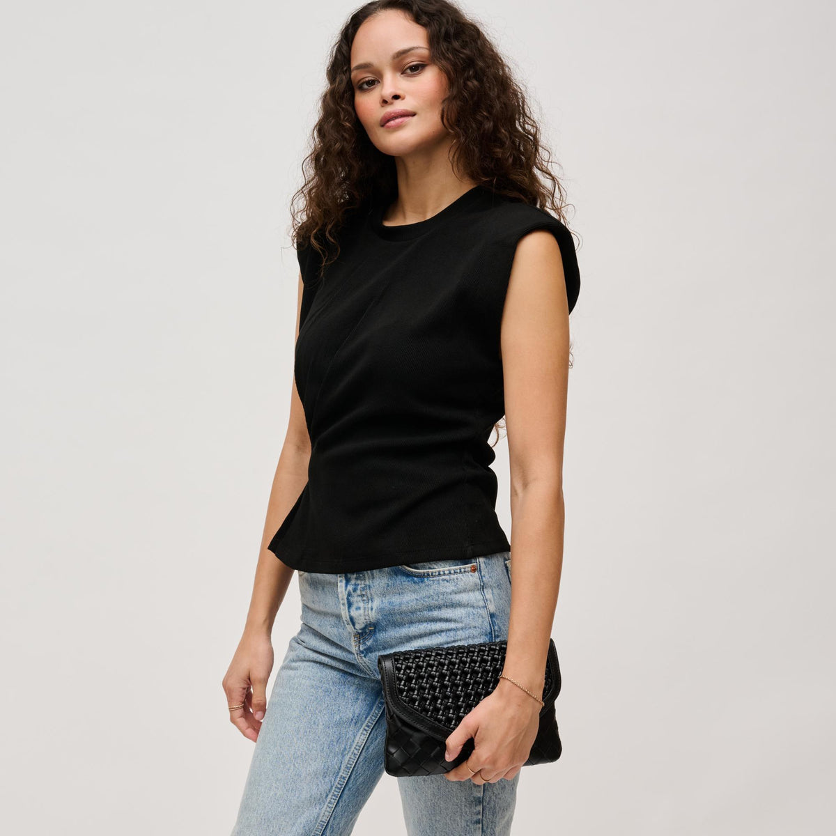 Woman wearing Black Urban Expressions Emma Crossbody 840611126351 View 2 | Black