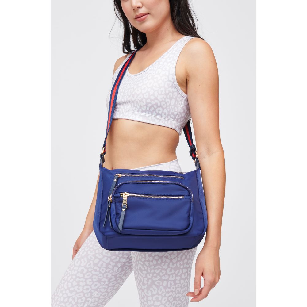 Woman wearing Midnight Urban Expressions Mason Messenger 840611182982 View 1 | Midnight