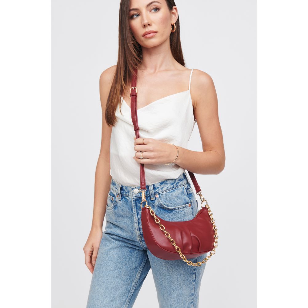 Woman wearing Merlot Urban Expressions Paige Crossbody 818209017091 View 1 | Merlot