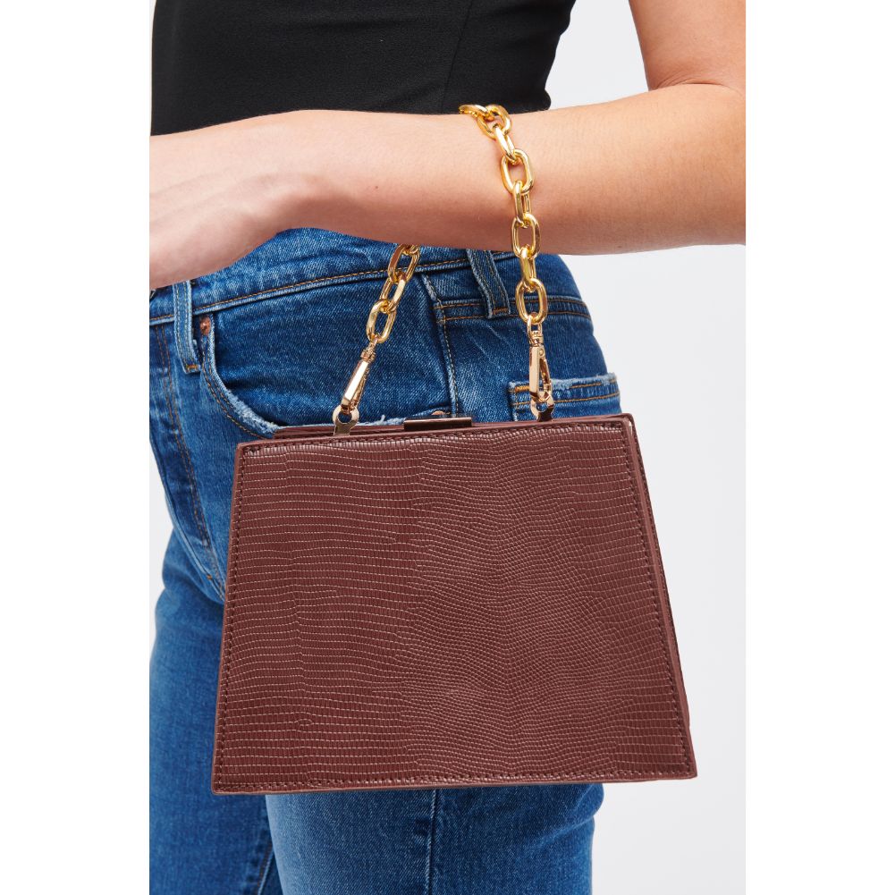 Woman wearing Chocolate Urban Expressions Della Crossbody 840611185075 View 2 | Chocolate