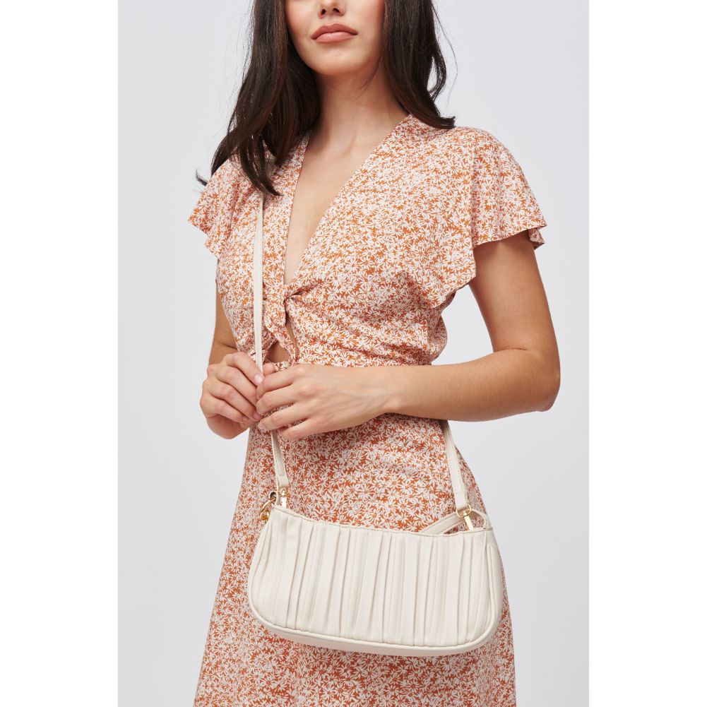 Woman wearing Oatmilk Urban Expressions Pamela Crossbody 840611184924 View 2 | Oatmilk