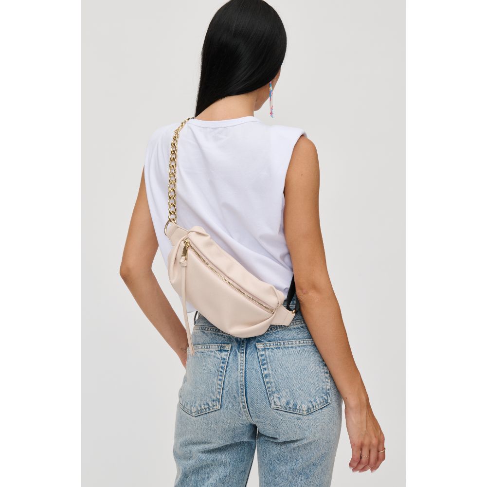 Woman wearing Ivory Urban Expressions Celine Belt Bag 840611113849 View 2 | Ivory