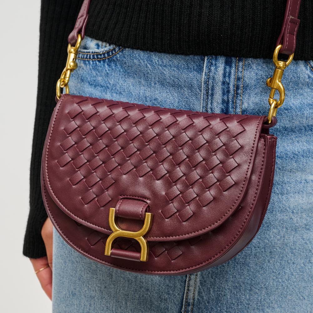 Woman wearing Burgundy Urban Expressions Alise Crossbody 840611194022 View 4 | Burgundy