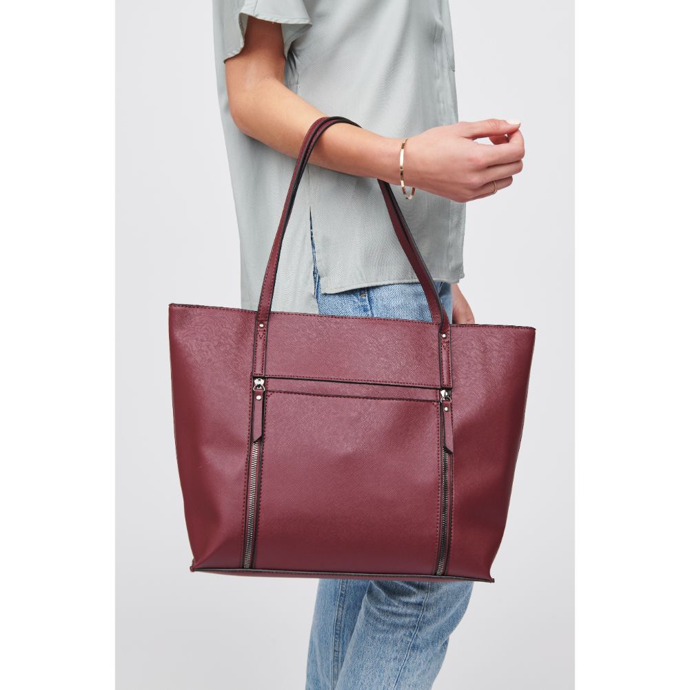 Woman wearing Burgundy Urban Expressions Louise Tote 818209015264 View 4 | Burgundy