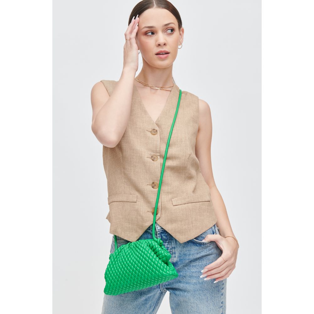 Woman wearing Kelly Green Urban Expressions Elise Crossbody 840611118370 View 2 | Kelly Green