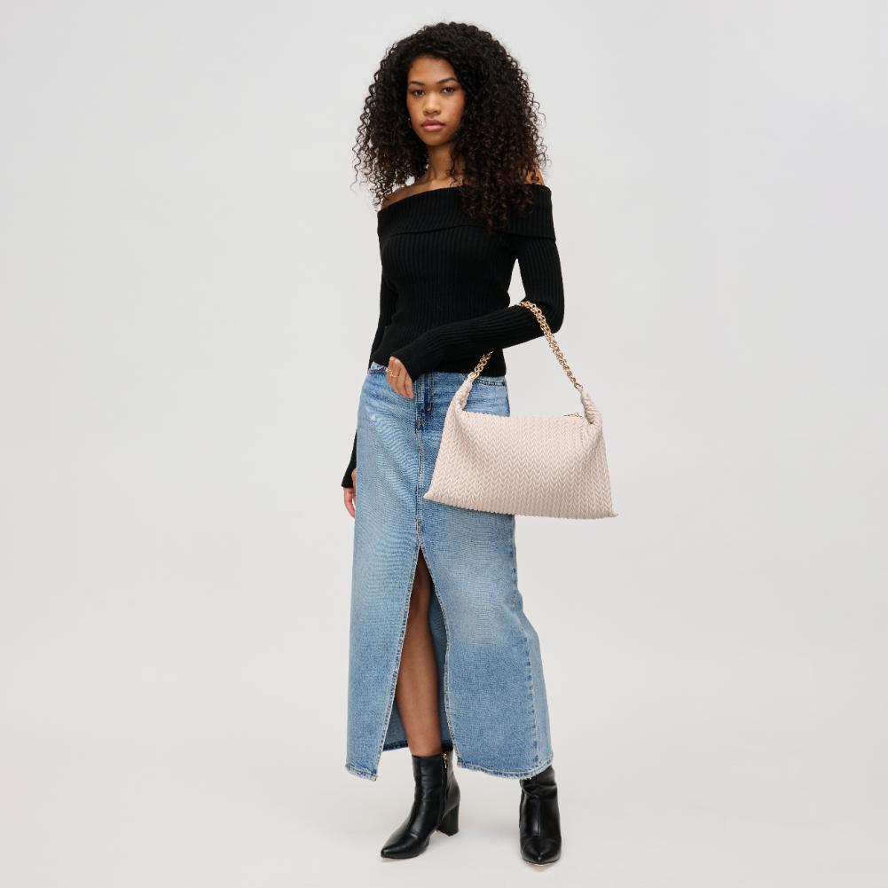 Woman wearing Oatmilk Urban Expressions Shelby Shoulder Bag 840611193414 View 3 | Oatmilk