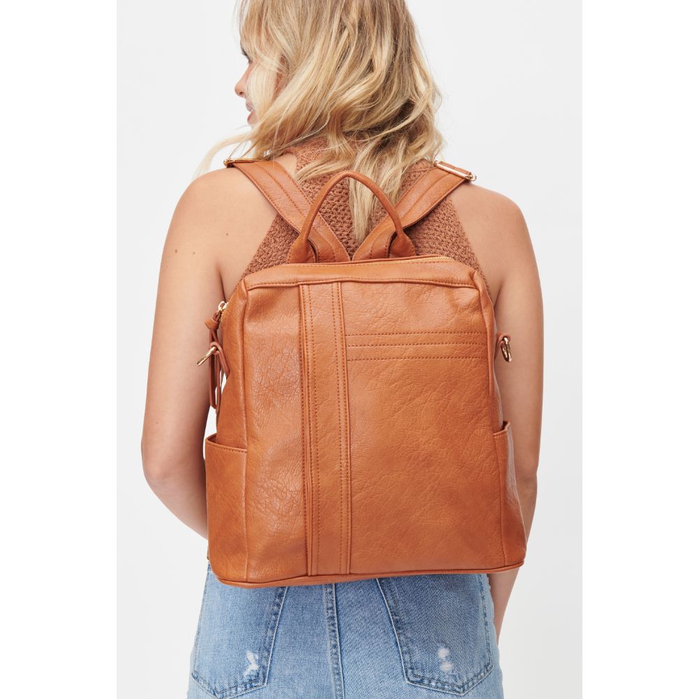 Woman wearing Cognac Urban Expressions Everett Backpack 818209010245 View 1 | Cognac