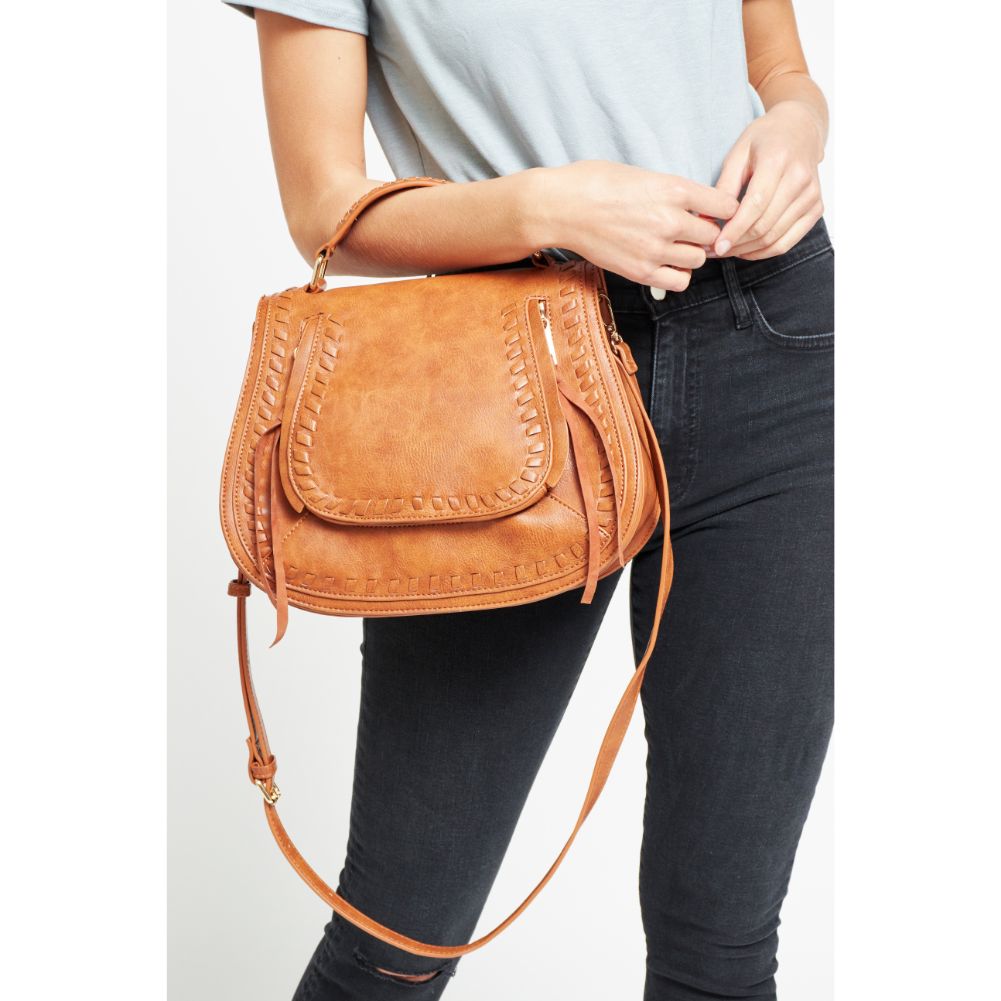 Woman wearing Tan Urban Expressions Khloe Crossbody 840611176639 View 2 | Tan