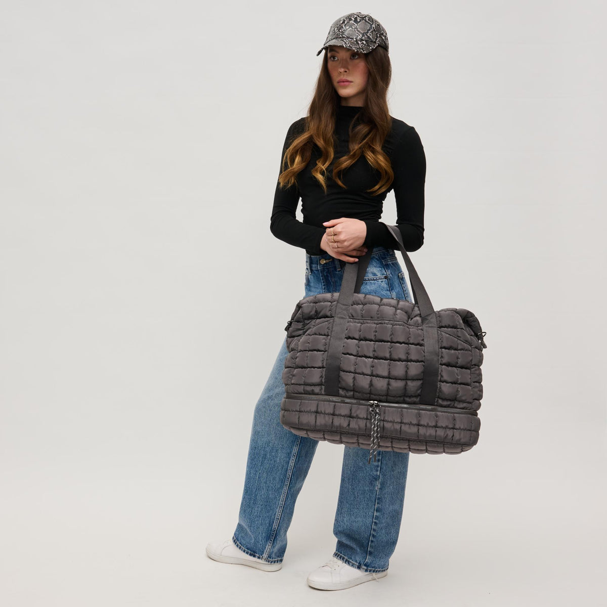 Woman wearing Carbon Urban Expressions Globetrotter Weekender 840611143488 View 1 | Carbon