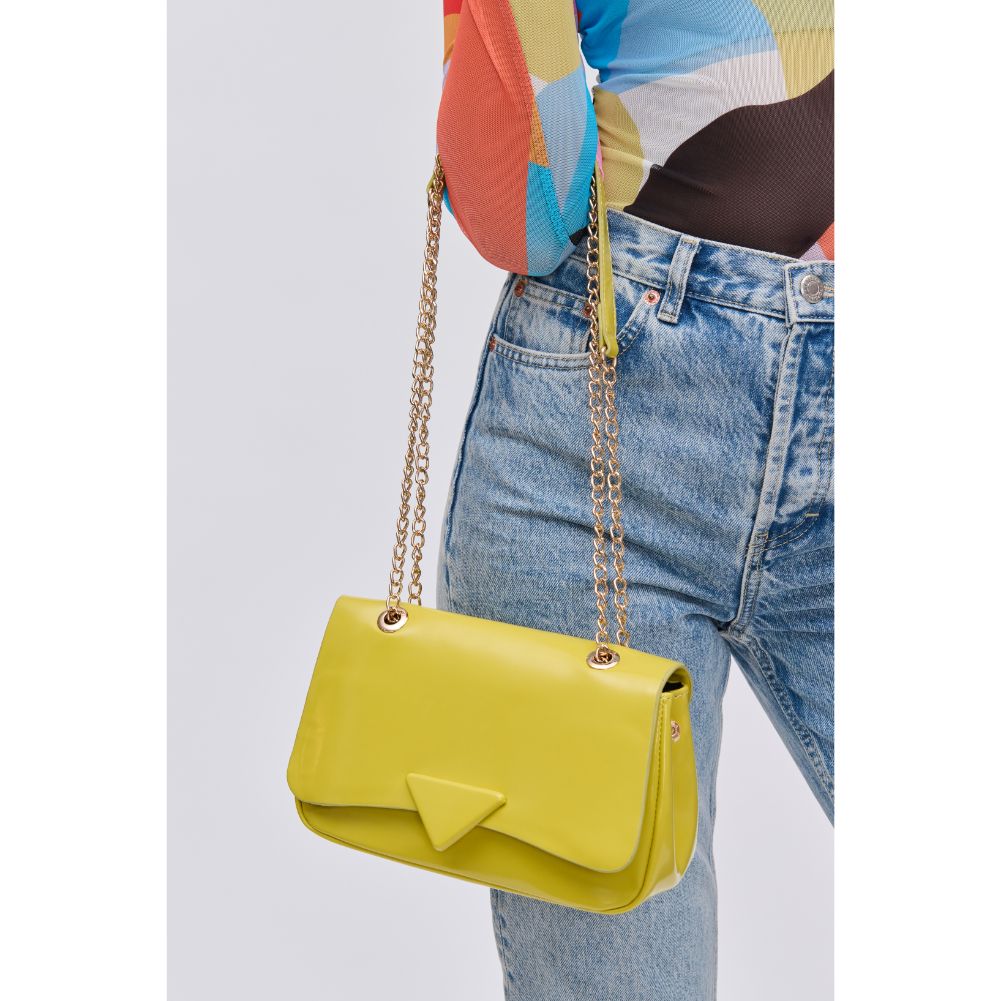 Woman wearing Chartreuse Urban Expressions Colette Crossbody 840611113559 View 4 | Chartreuse