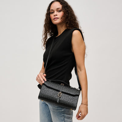 Woman wearing Black Urban Expressions Juliet Ostrich Crossbody 840611130358 View 1 | Black