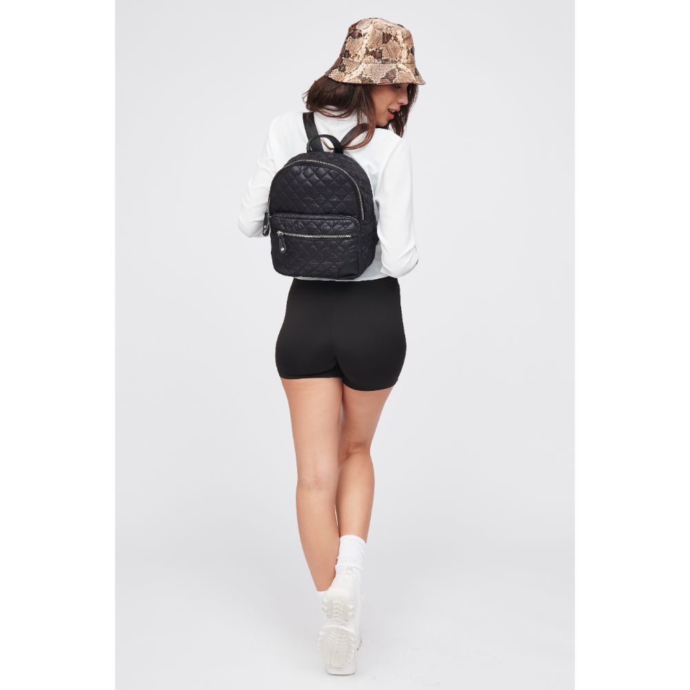 Woman wearing Black Urban Expressions Ambition Quilted Nylon Backpack Backpack 840611186232 View 3 | Black