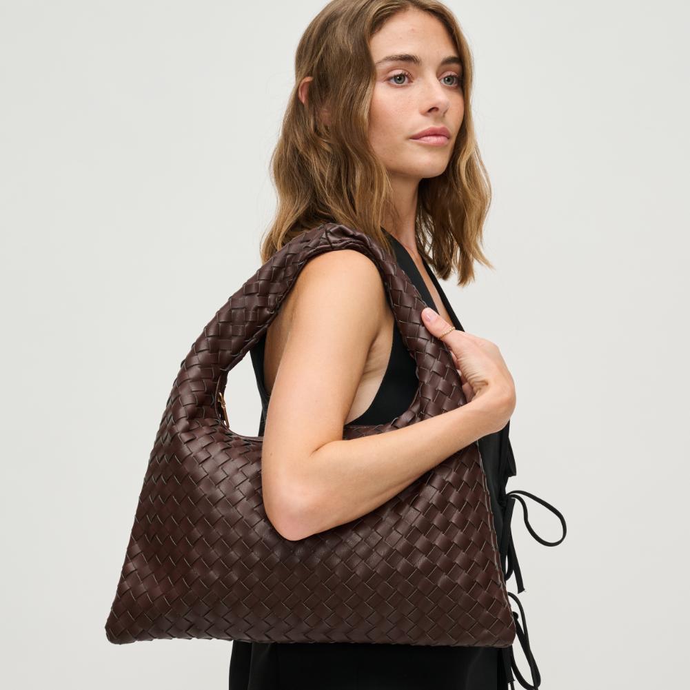 Woman wearing Espresso Urban Expressions Leah Hobo 840611126498 View 2 | Espresso