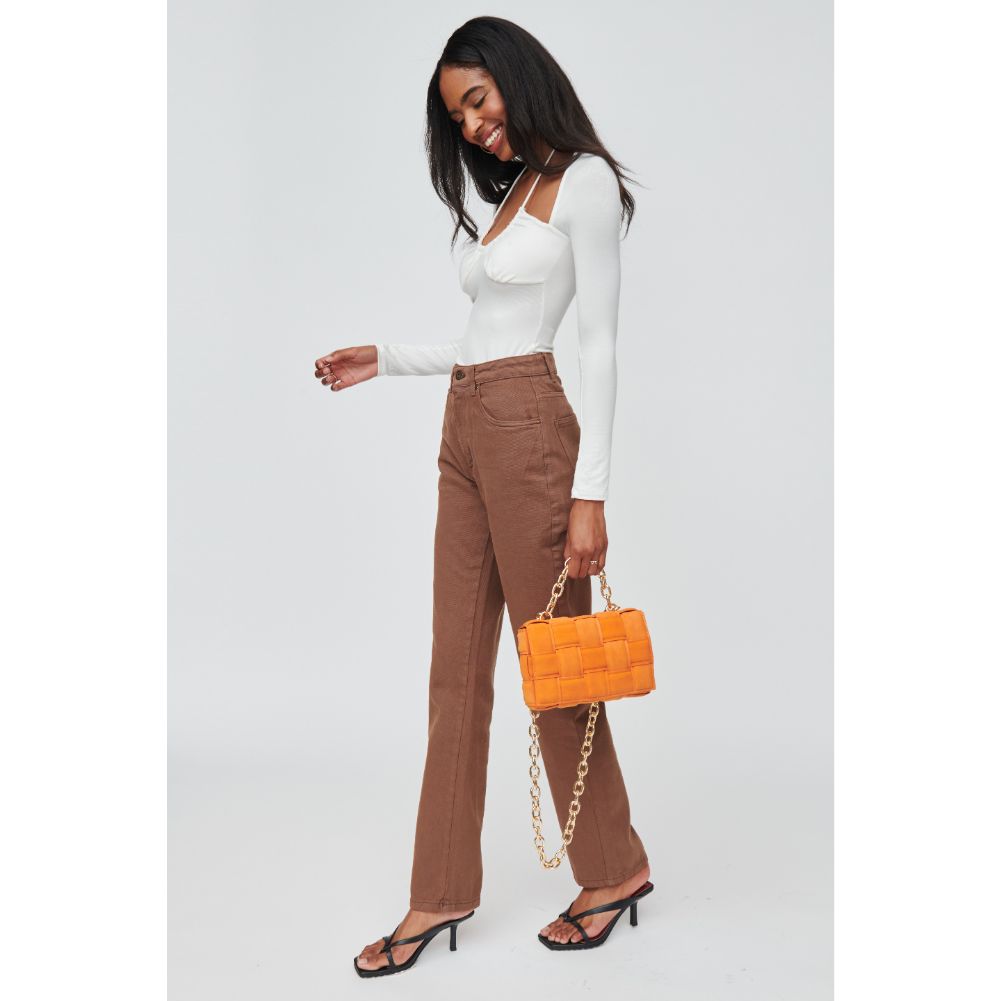 Woman wearing Orange Urban Expressions Ines Suede Crossbody 840611100559 View 2 | Orange