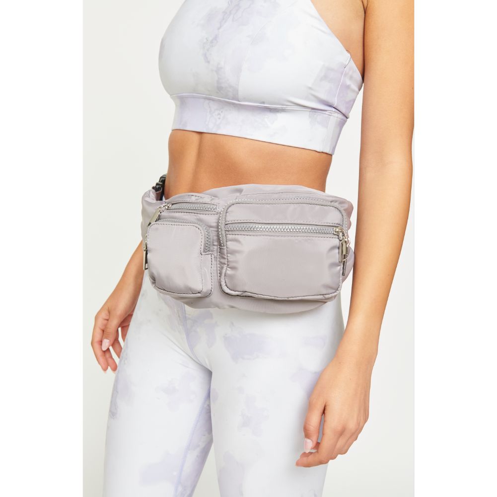 Woman wearing Grey Urban Expressions Lottie Belt Bag 840611177728 View 4 | Grey