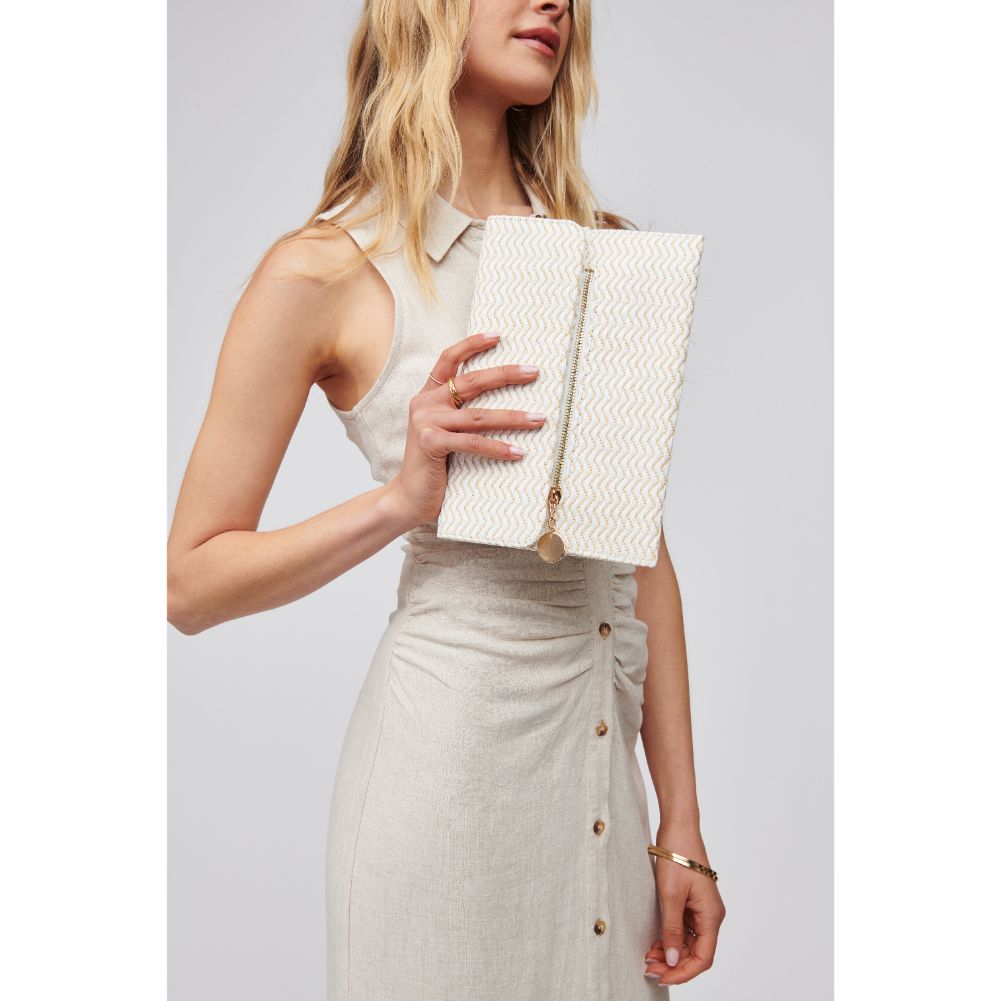 Woman wearing White Urban Expressions Gozo Clutch 818209017664 View 1 | White