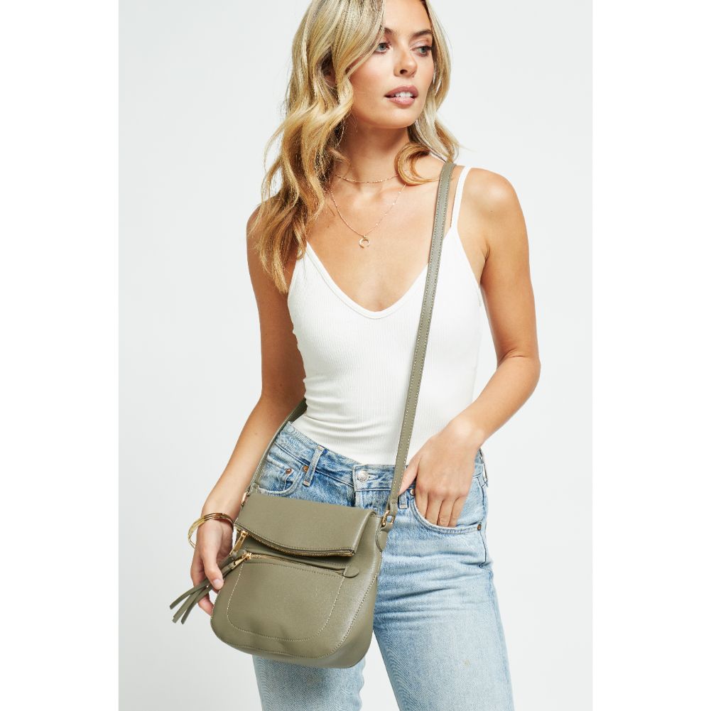 Woman wearing Light Olive Urban Expressions Jean Crossbody 840611177209 View 1 | Light Olive