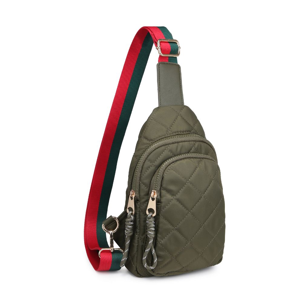 Product Image of Urban Expressions Ace - Quilted Nylon Sling Backpack 840611101693 View 6 | Olive