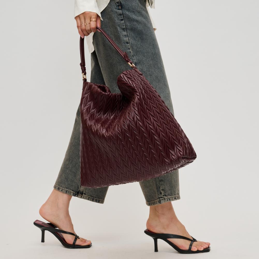 Woman wearing Burgundy Urban Expressions Harley Hobo 840611194442 View 3 | Burgundy