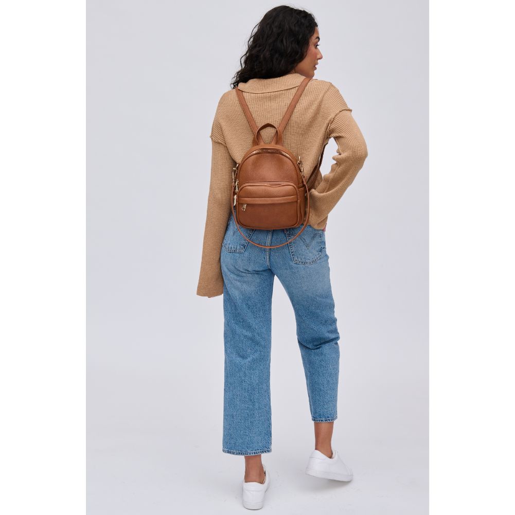 Woman wearing Tan Urban Expressions Uri Backpack 840611113603 View 4 | Tan