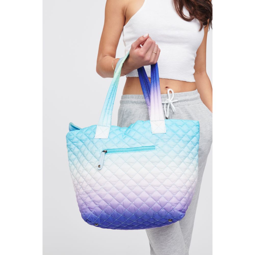 Woman wearing Sky Multi Urban Expressions Breakaway Tote 818209018487 View 4 | Sky Multi