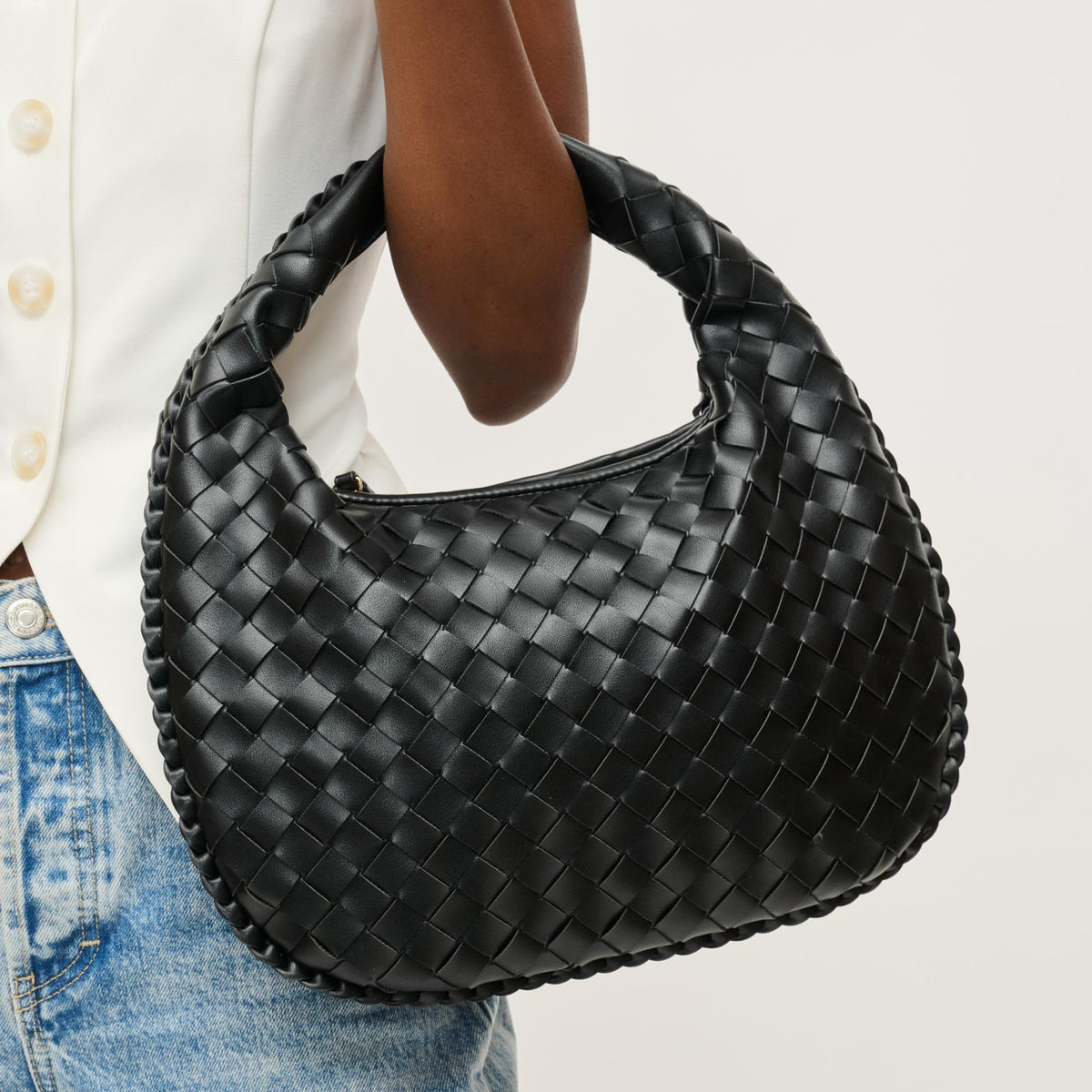 Woman wearing Black Urban Expressions Wendy Hobo 840611150349 View 1 | Black