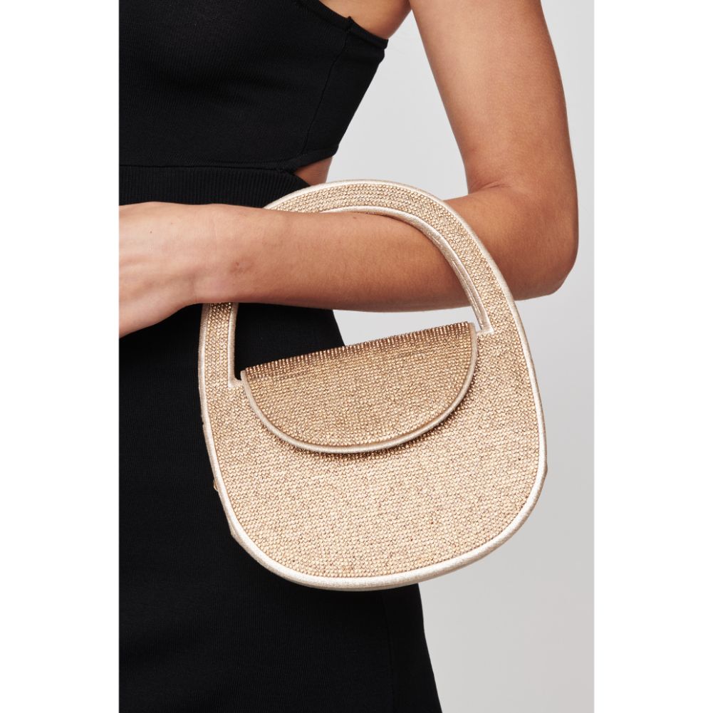 Woman wearing Gold Urban Expressions Nebula Evening Bag 840611103239 View 2 | Gold