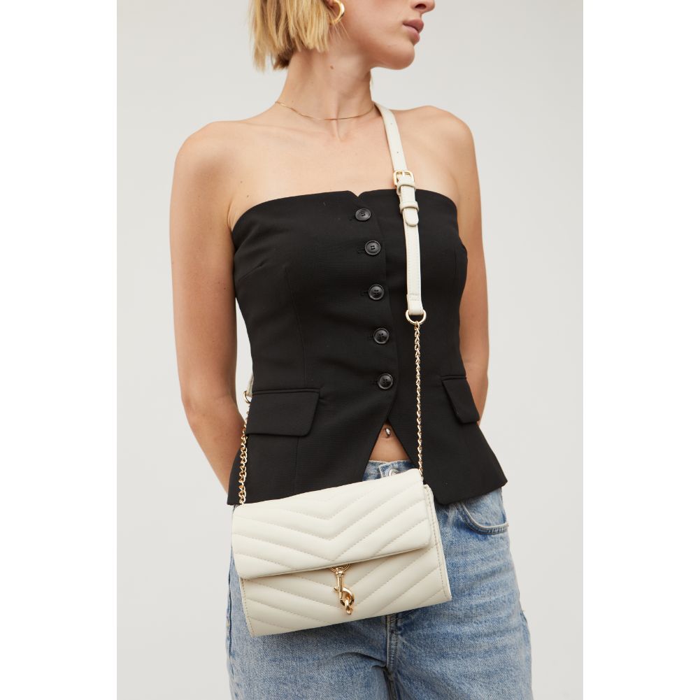 Woman wearing Oatmilk Urban Expressions Nanci Crossbody 840611115324 View 4 | Oatmilk