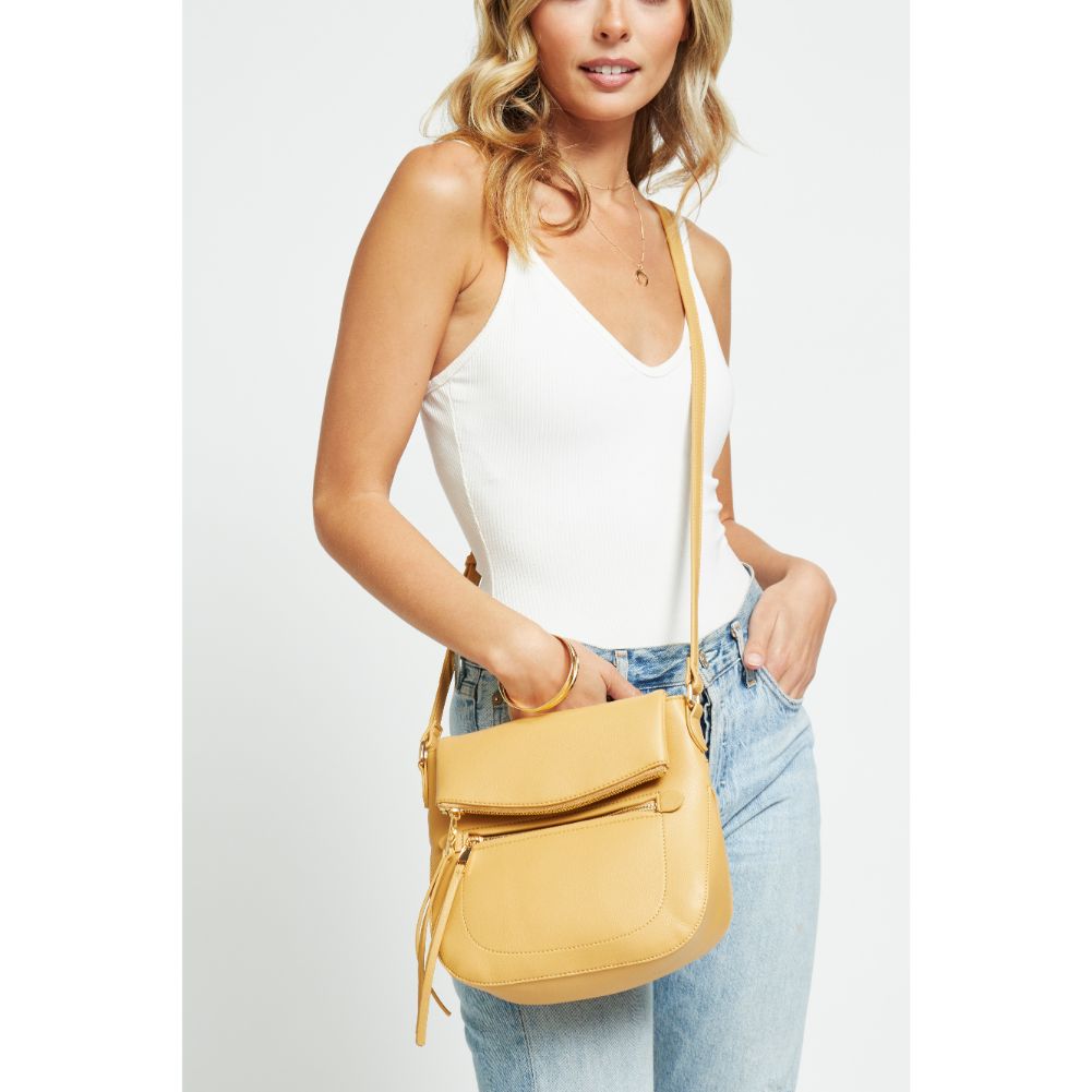 Woman wearing Mustard Urban Expressions Jean Crossbody 840611177216 View 1 | Mustard