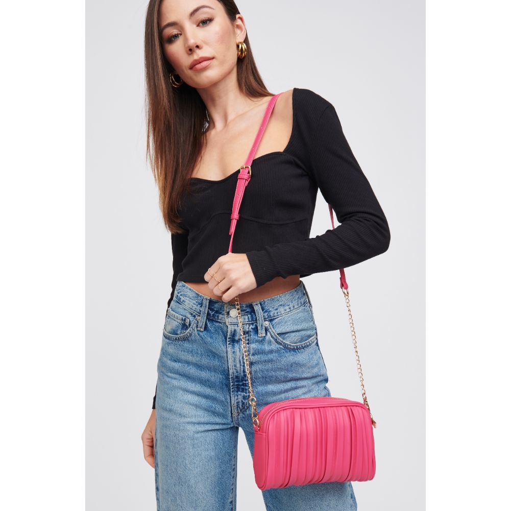 Woman wearing Bubblegum Urban Expressions Nadiya Crossbody 818209019675 View 4 | Bubblegum