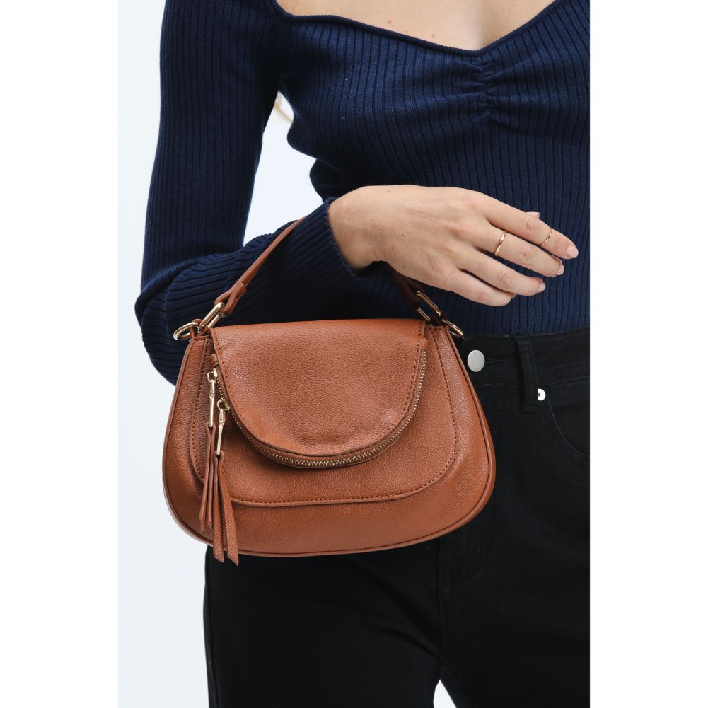 Woman wearing Tan Urban Expressions Piper Crossbody 840611120830 View 4 | Tan