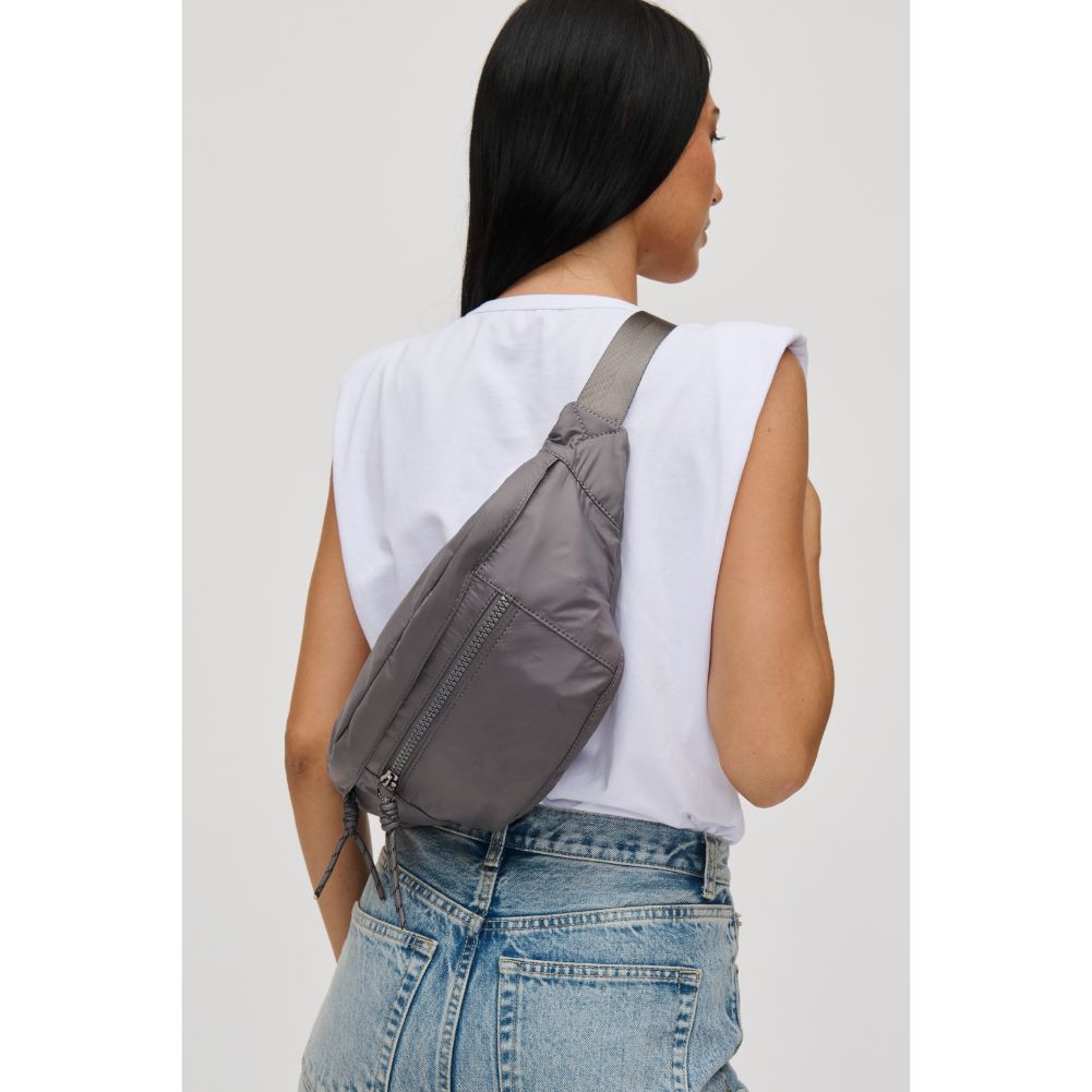 Woman wearing Carbon Urban Expressions Laurence - Nylon Belt Bag 840611114846 View 1 | Carbon