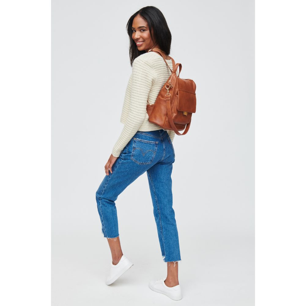 Woman wearing Tan Urban Expressions Caroline Backpack 840611103253 View 3 | Tan