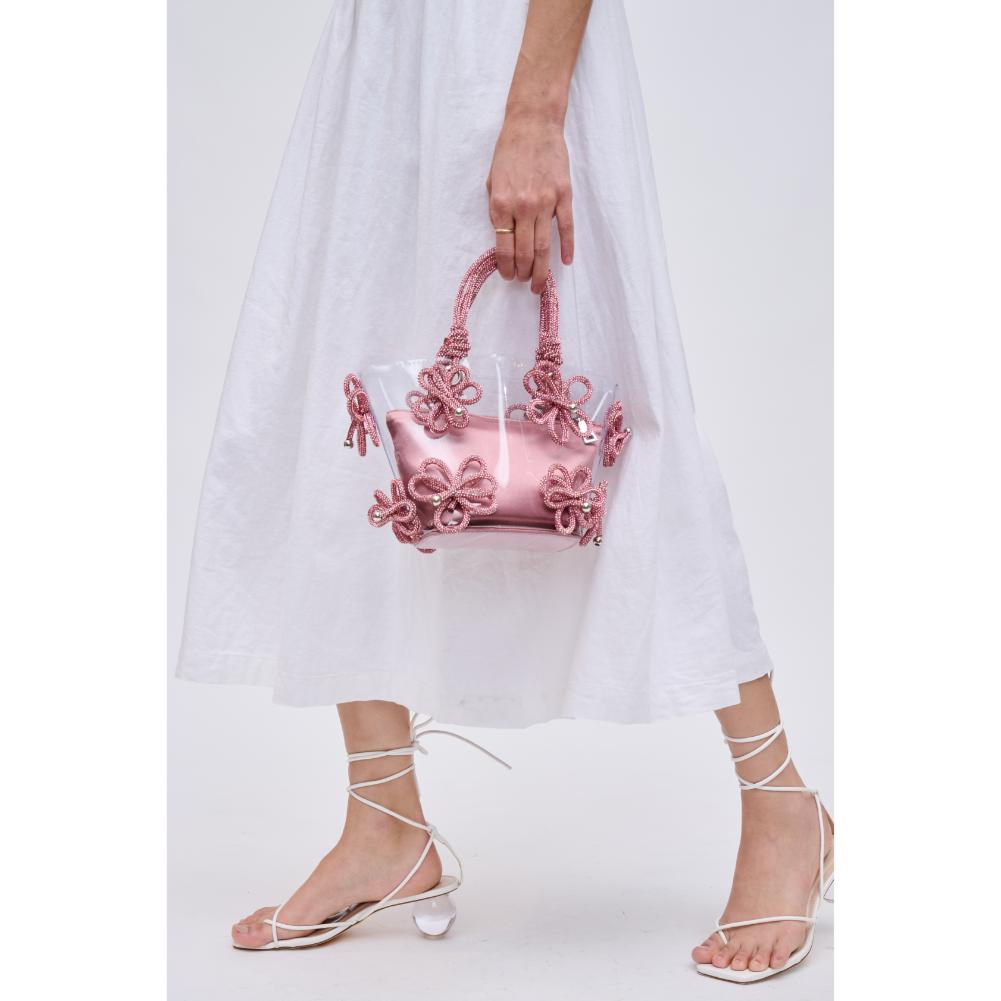 Woman wearing Pink Urban Expressions Mariposa Evening Bag 840611191342 View 2 | Pink