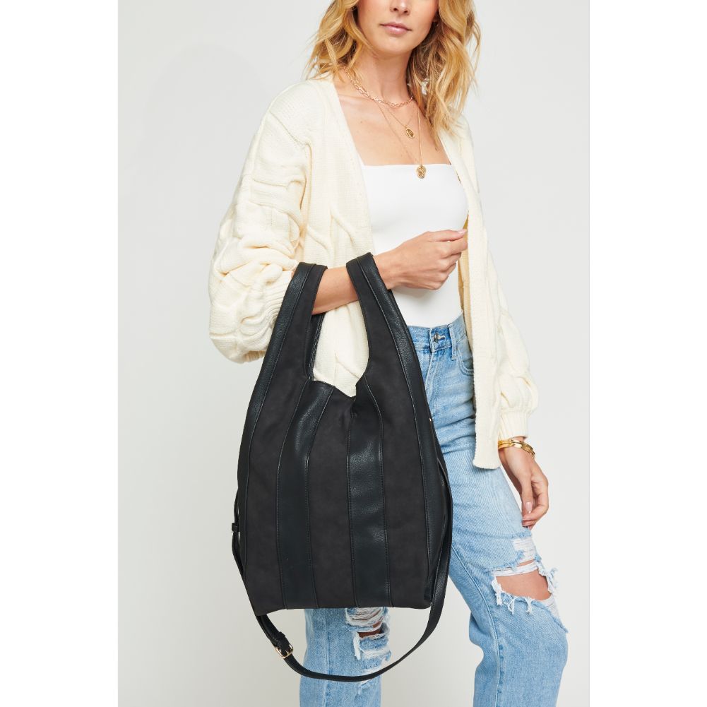 Woman wearing Black Urban Expressions Rocco Hobo 840611157362 View 2 | Black