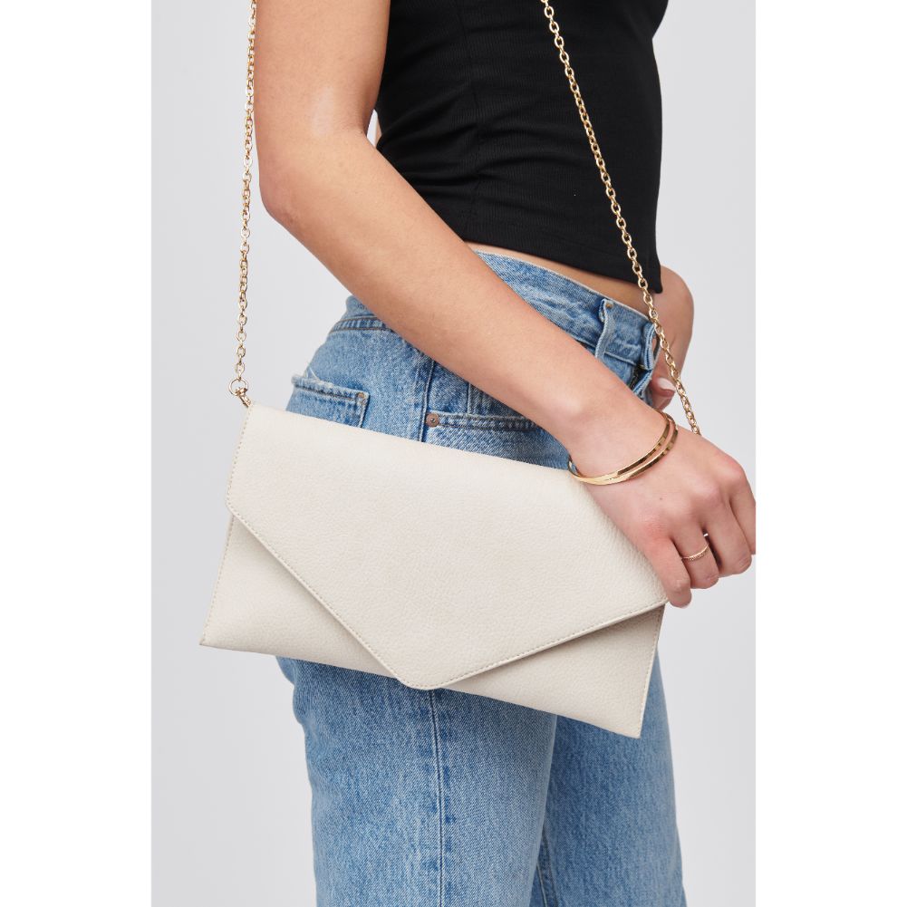 Woman wearing Ivory Urban Expressions Izzy Clutch 840611100306 View 1 | Ivory