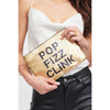 Woman wearing Pop Fizz Clink Urban Expressions Message Reversible Sequin Evening Bag 818209012508 View 1 | Pop Fizz Clink