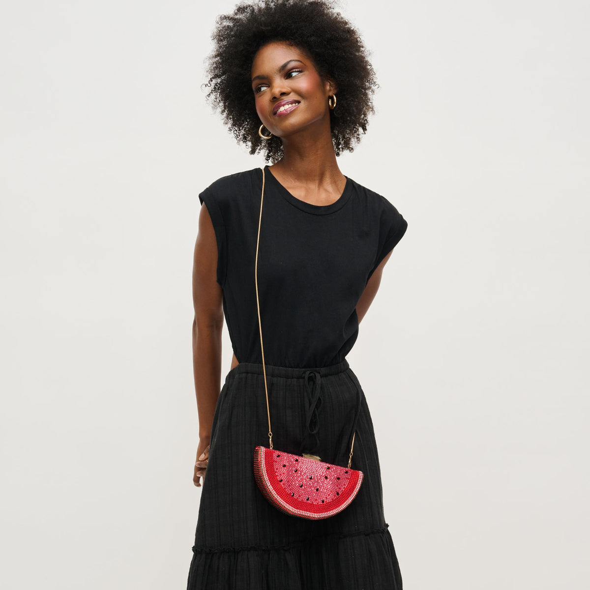 Woman wearing Watermelon Urban Expressions Tabitha Evening Bag 840611156624 View 2 | Watermelon