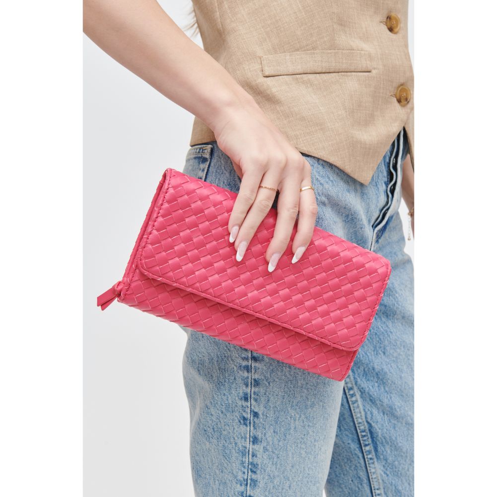 Woman wearing Bubblegum Urban Expressions Wallis Crossbody 840611107510 View 4 | Bubblegum