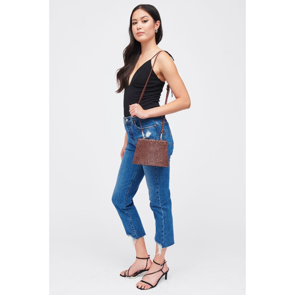 Woman wearing Chocolate Urban Expressions Della Crossbody 840611185075 View 4 | Chocolate