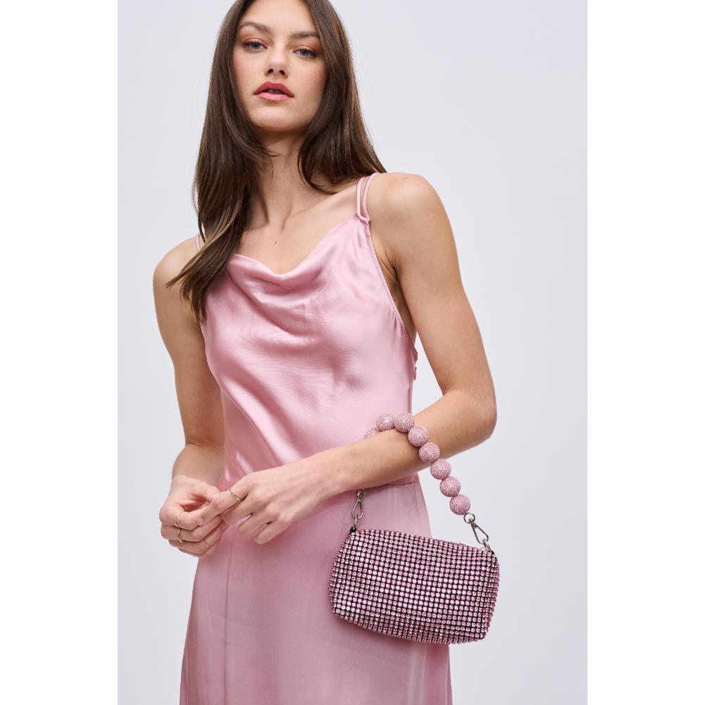 Woman wearing Pink Urban Expressions Monet Evening Bag 840611191328 View 1 | Pink